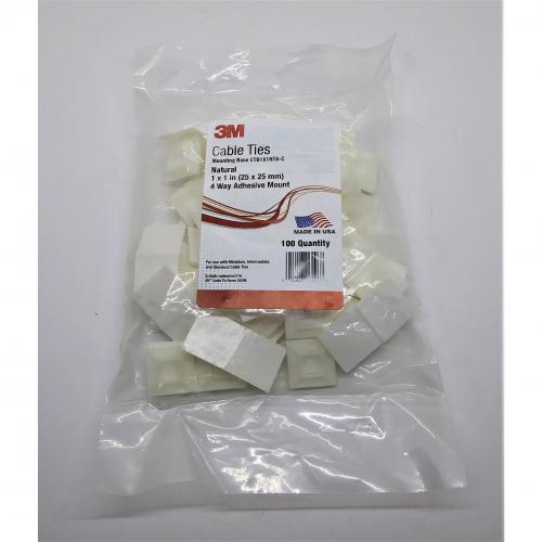 3M CTB1X1NTA-C 1in x 1in Cable Tie Base 100/Bag