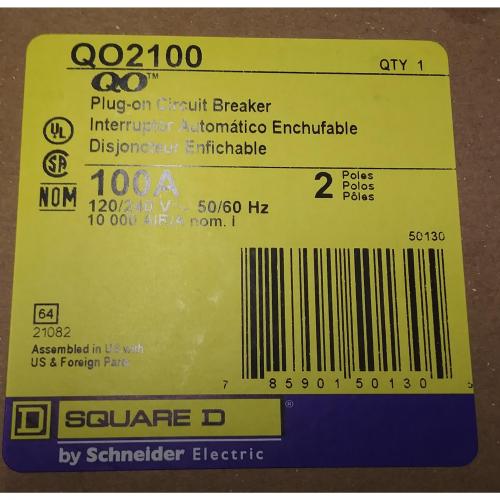 Square D QO2100 2 Pole 100a Breaker 50130