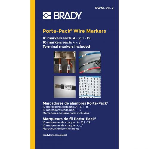 Brady PWM-PK-2 Port-Pack Wire Marker Book Contains (A-Z  0-15  +,-,/) 10/Pack 262-31202
