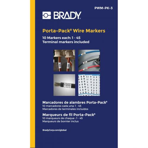 Brady PWM-PK-3 Port-Pack Wire Marker Contains (1 thru 45) 262-31203