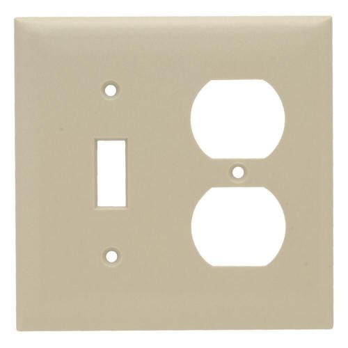Pass and Seymour SP18I 2-Gang Switch/Duplex Receptacle Cover Plate Ivory SP18-I *