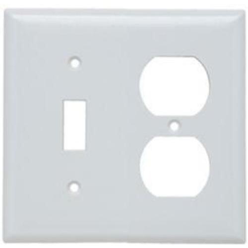 Pass and Seymour SP18W 2-Gang Switch/Duplex Receptacle Cover Plate White SP18-W *