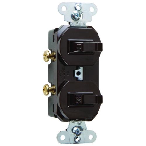 Pass and Seymour 690G 15a Double Combination Toggle Switch Single Pole with Ground 120v/277v Brown 690-G *