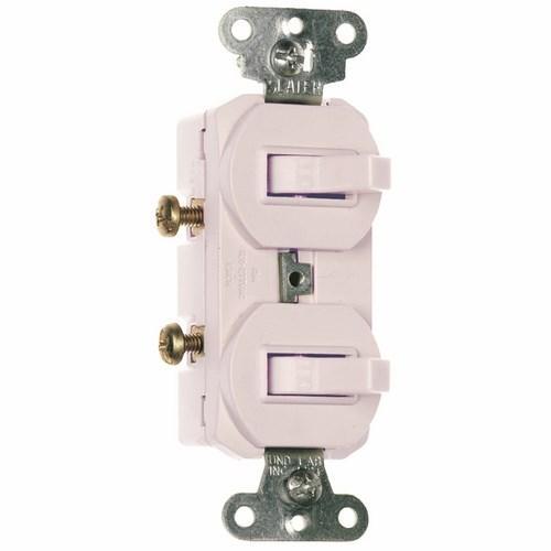Pass and Seymour 690WG 15a Double Combination Toggle Switch Single Pole with Ground 120v/277v White 690-WG *