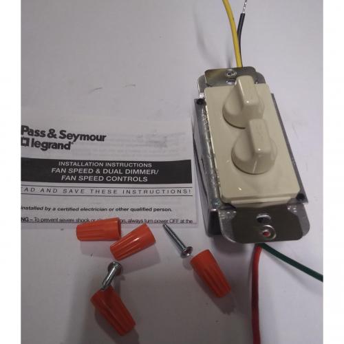 Pass and Seymour 3a Dial Speed Control and Dimmer 120v Ivory 300v 94331I N/A