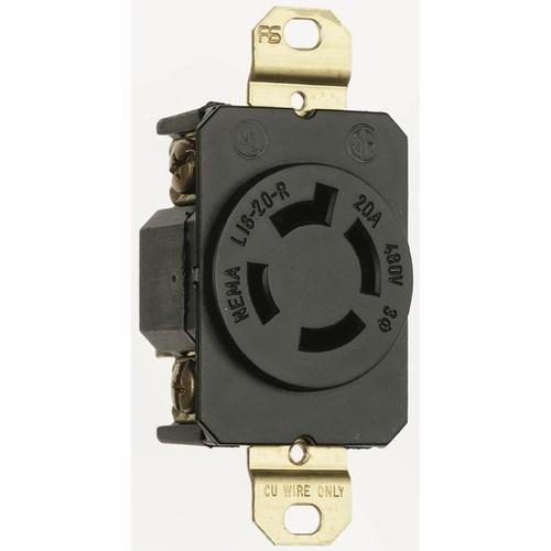 Pass and Seymour L1620R 20a Turnlok Receptacle 4-Wire 3-Phase 480v L1620-R
