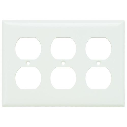Pass and Seymour SP83W 3-Gang Duplex Receptacle Cover Plate White SP83-W