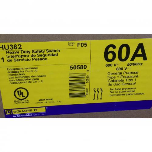 Square D HU362 Safety Switch 50580