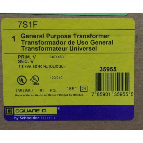 Square D 7S1F Transformer 7.5KVA 35955