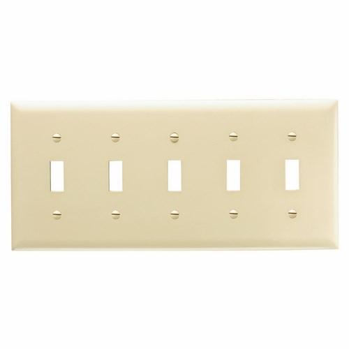 Pass and Seymour TP5I 5-Gang Toggle Switch Cover Plate Ivory TP5-I *