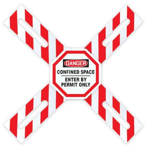 Accuform OSHA Danger Man-Way Cross Barrier: Confined Space - Enter By Permit Only