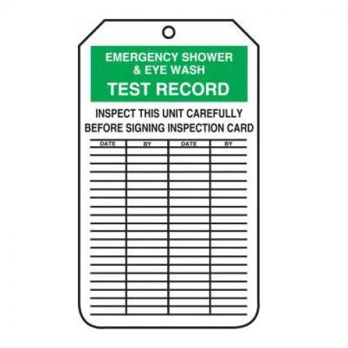 Accuform Mini Safety Tag 4-1/4in x 2-1/8in Emergency Shower & Eye Wash Test Record 25ea/Pack TRM105CTP 