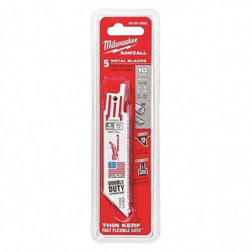 Milwaukee 4in 10 TPI Thin Kerf Sawzall Blades 5/Pack 48-00-5090