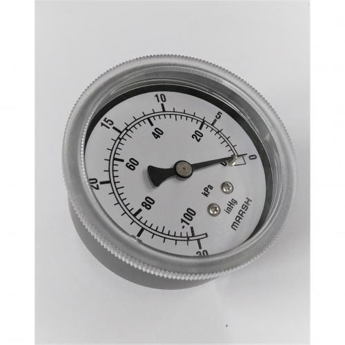 Marsh 30in Hg - 0psi 2-1/2in Dry Vacuum Gauge with 1/8in Center Back Mount Steel Case with Brass Internals J5005