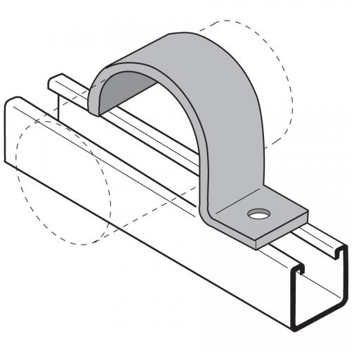 Flex Strut FS-7730-1/4 E/G 1/4in OD 1 Hole Pipe Strap 100/Box