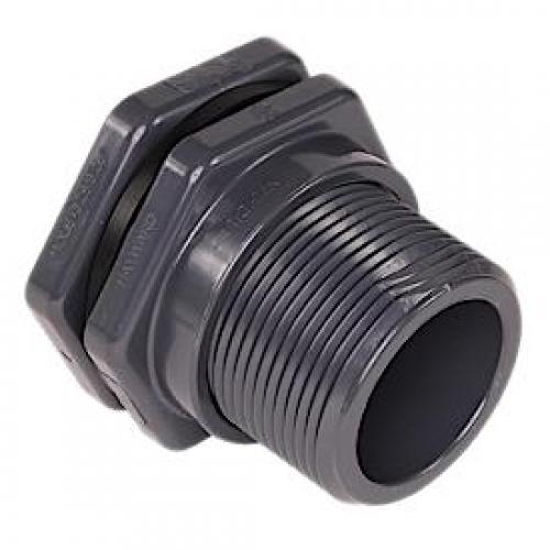 Hayward 3/4in PVC Bulkhead Fitting with Threaded x Threaded End Connections and EPDM Standard Flange Gasket BFA1007TES