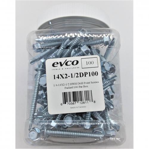 #14 x 2-1/2in Hex Washer Head Self-Drilling #3 TEKS Drill Point Screw (Replaces 14x2-1/2DP100) 100/Box