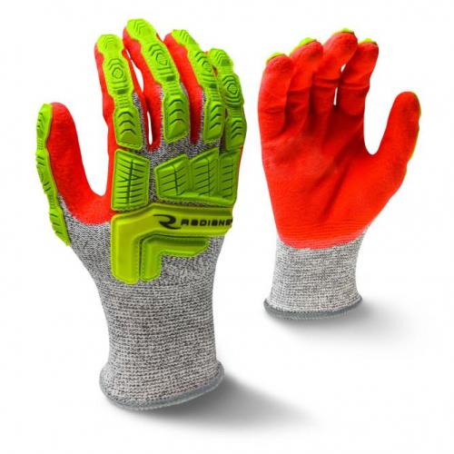 Radians L ANSI Cut Level A5 Sandy Foam Nitrile Coated Hi-Viz Cut Glove 13 Gauge RWG603L - Large