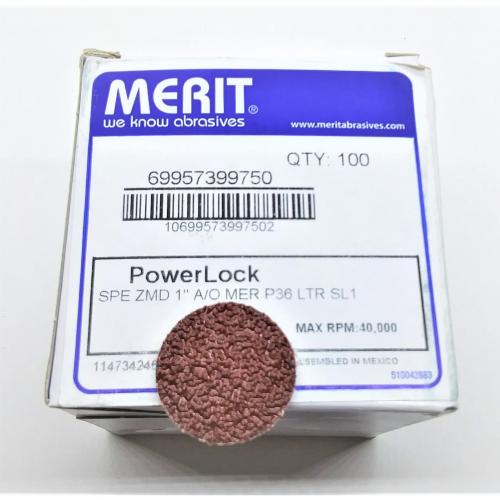 Merit 1in PowerLock Disc 36 Grit 100/Box 481-69957399750