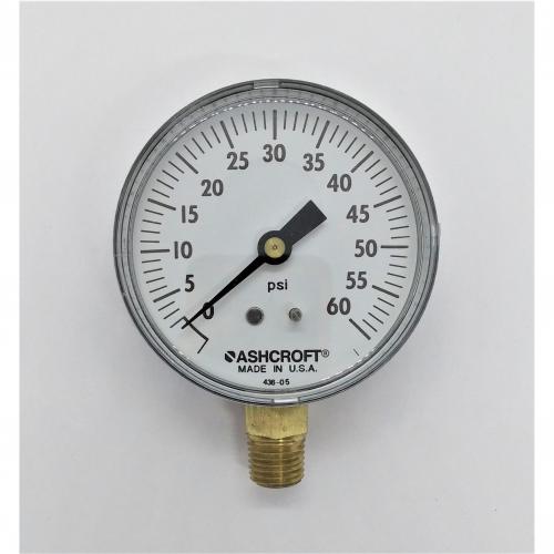 Ashcroft 0 - 60psi 2-1/2in Dry Gauge with 1/4in Lower Mount Plastic Case and Brass Internals 25W1005PH02L60 - DNR