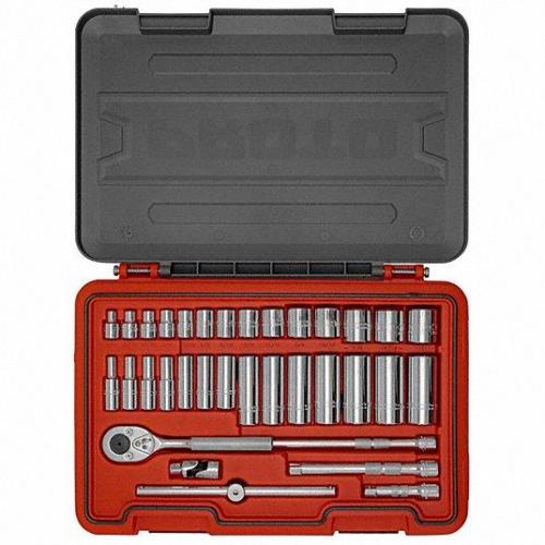 Proto 3/8in Drive Socket Set 34 Piece 6-Point 1/4in to 1in Shallow and Deep J52134S