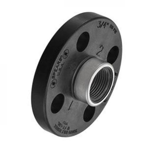 Spears Polypropylene 2in One-Piece Threaded Flange with SS Ring Support 4852-020BSR