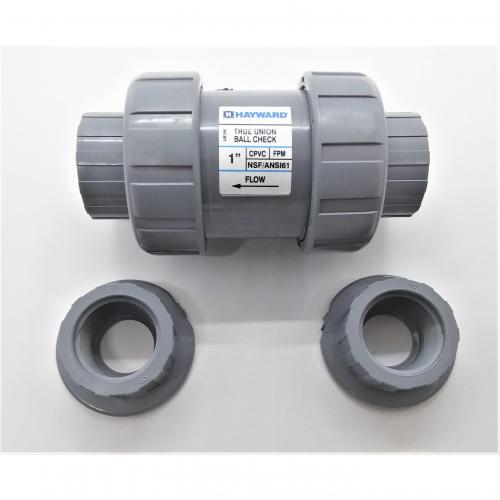 Hayward 1in CPVC True Union Ball Check Valve with FPM O-Rings and Socket End Connections TC20100ST
