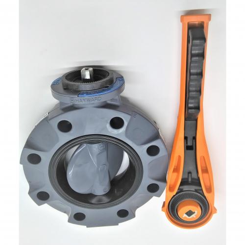 Hayward 4in Butterfly Valve with PVC Body  PVC Disc  EPDM liner  EPDM seals and Lever Operator BYV11040A0EL000