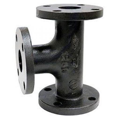 4in Cast Iron Flanged Tee Black