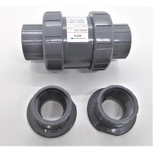 Hayward 1-1/2in PVC True Union Ball Check Valve with Socket/Threaded End Connections and FPM O-Rings TC10150ST