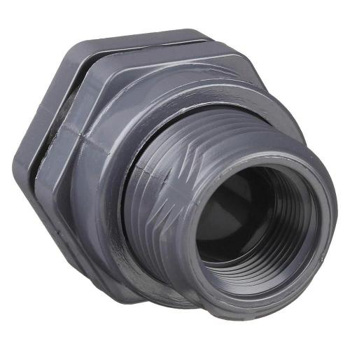 Hayward 2in PVC Bulkhead Fitting with Threaded x Threaded End Connections and EPDM Standard Flange Gasket BFA1020TES