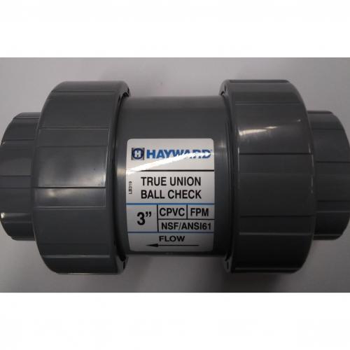 Hayward 3in CPVC True Union Ball Check Valve with Socket End Connections and FPM O-Rings TC2300S