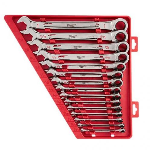 Milwaukee 15 Piece 1/4in to 1in Ratcheting Combination Wrench Set - SAE 48-22-9416