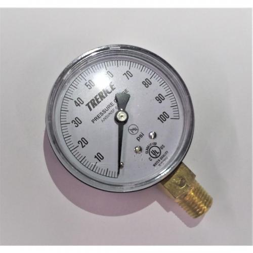 Trerice 0 - 100psi 2-1/2in Dry Gauge with 1/4in Lower Mount Steel Case and Brass Internals 800B2502LA100 (Replaces 800B2502LA110 or Marsh Alternative)