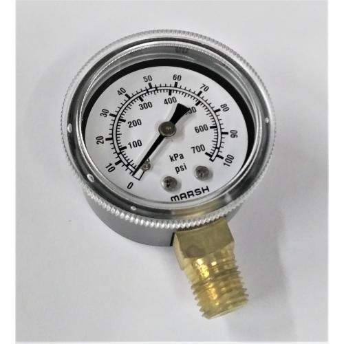 Marsh 0 - 100psi 2in Dry Gauge with 1/4in Lower Mount Steel Case and Brass Internals J1448