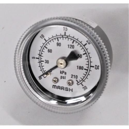 Trerice 0 - 30psi 1-1/2in Dry Gauge with 1/8in Center Back Mount Steel Case and Brass Internals 800B1501BA30 (Replaces J0642)