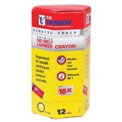 C H Hanson No Melt Lumber Crayon Yellow 12/Box 10385 *