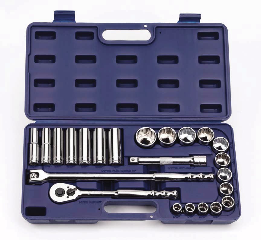 J.H. Williams 23 Piece SAE Shallow and Deep Socket Set 1/2in Drive JHW50668  - A. Louis Supply
